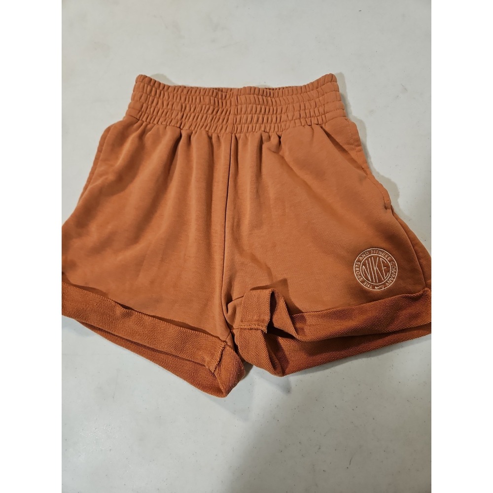 Nike‎ Shorts Womens XS Fleece Sweat Elastic Waist Pockets Burnt Orange(1665